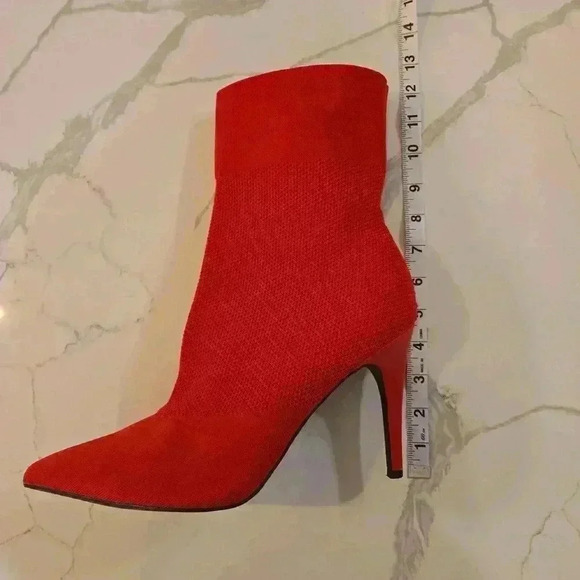 Brash Xaya Mid Calf Pointed Toe Stiletto Sock Boots Red Size 12W - Picture 9 of 11